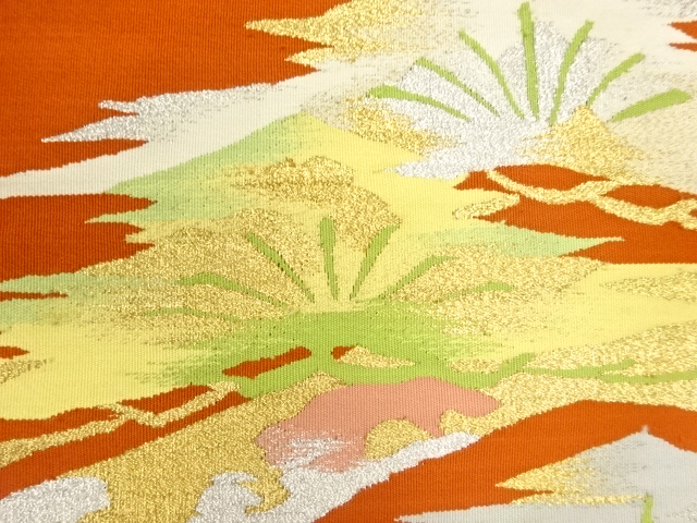 JAPANESE KIMONO / ANTIQUE NAGOYA OBI / SILK / TSUZURE / WOVEN PINE